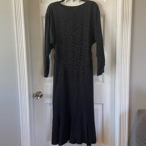 MOGA Black Silk Midi Dress Size Small Heart Print Made in Japan